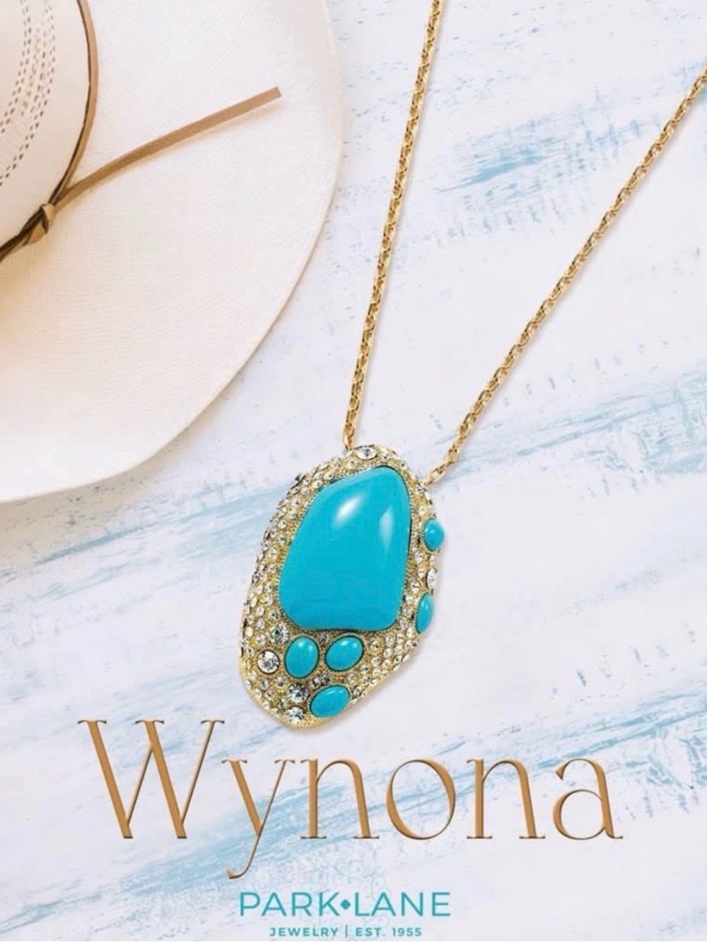 Park Lane Wynona Turquoise Statement Pendant Necklace - Gold & Turquoise